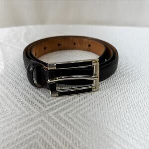 Araldi Black Leather Belt Men's Large Silver & Black Buckle L 37.5" W 3/4" Italy